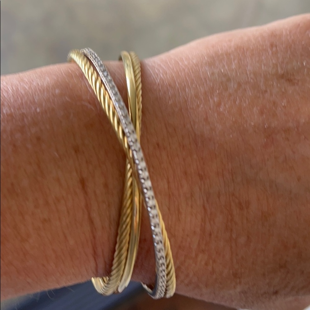 Diamond 18 k yellow gold David Yurman crossover